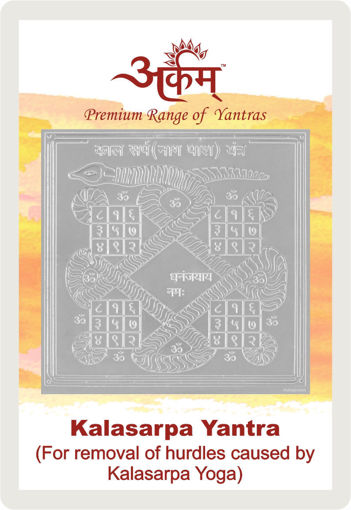 Picture of Arkam Kalasarpa Yantra with lamination - Silver Plated Copper (For removal of hurdles caused by Kalasarpa yoga) - (2 x 2 inches, Silver)