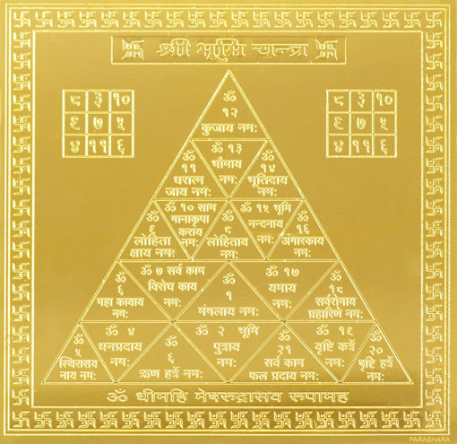 Picture of Arkam Bhoomi Yantra - Gold Plated Copper (For protection against evil spirits) - (4 x 4 inches, Golden)