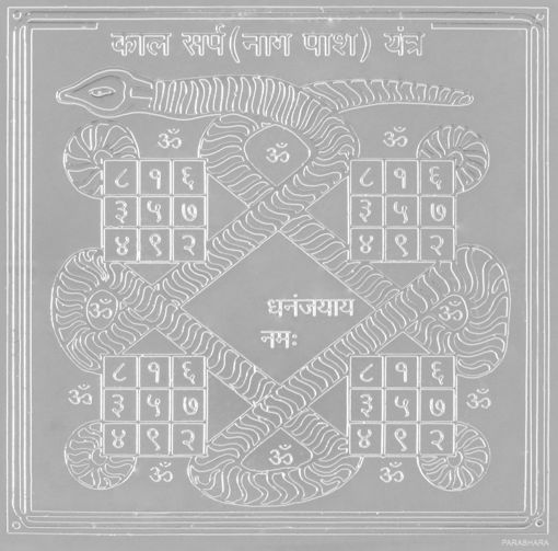 Picture of ARKAM Kalasarpa Yantra - Silver Plated Copper (For removal of hurdles caused by Kalasarpa yoga) - (4 x 4 inches, Silver)