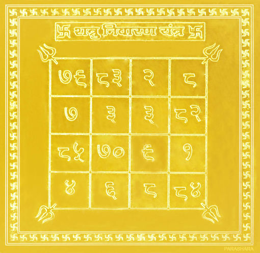 Picture of ARKAM Shatru Nivaran Yantra - Gold Plated Copper (For protection against enemies) - (4 x 4 inches, Golden)