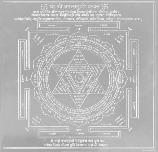 Picture of ARKAM Bagalamukhi Yantra - Silver Plated Copper (For victory over enemies and in court cases) - (6 x 6 inches, Silver)