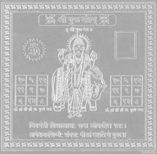 Picture of ARKAM Guru Yantra - Silver Plated Copper (For appeasement of planet Jupiter) - (6 x 6 inches, Silver)