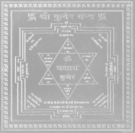 Picture of ARKAM Kubera Yantra - Silver Plated Copper (For prosperity in business and work) - (6 x 6 inches, Silver)