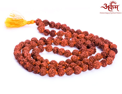 Picture of Arkam Rudraksha Mala/ 100% Natural Rudraksha Mala/ Original Rudraksha mala knotted (Size: 7mm, Beads: 108+1) with Gaumukhi