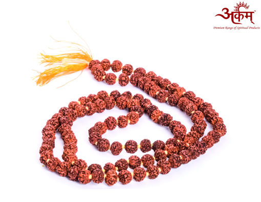 Picture of Arkam Rudraksha Mala/ 100% Natural Rudraksha Mala/ Original Rudraksha mala knotted (Size: 8mm, Beads: 108+1) with Gaumukhi