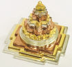 Picture of Arkam Meru Shri Yantra - Brass with Gold, Silver & Copper Polish - for Success, Wealth & Prosperity (7.5 x 7.5 x 6.5 cm Shree Yantra)