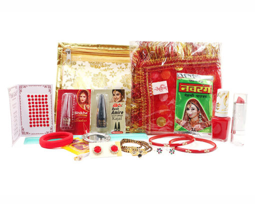 Picture of Arkam Shringaar ka Samaan/Solah Shringaar ka saman/ 16 Shringaar ka saman/Shringar ka samaan for Karwa Chauth Puja/Devi Puja/Mata Puja