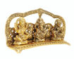 Picture of ARKAM Lakshmi Ganesh Saraswati Idol/ Laxmi Ganesh Saraswati Murti/ Lakshmi Ganesha Saraswati Statue (Size: 5 x 9.5 x 2.5 inches, Color: Antique Golden)