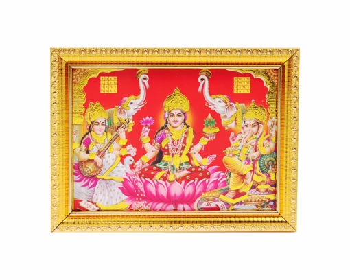 Picture of ARKAM Lakshmi Ganesh Saraswati Frame/ Laxmi Ganesh Saraswati Framing/ Laxmi Ganesh Saraswati Photo (Photo Size: 5 x 7 inches)