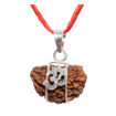 Picture of ARKAM One Mukhi Rudraksha Certified Kaju Dana/ Original 1 Mukhi Rudraksh Kaju Dana/ Natural 1 faced Rudraksha with Silver Pendant (Brown) with Certificate and Puja Instructions