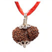 Picture of ARKAM Garbh Gauri Rudraksha Certified/ Original Nepali Garbh Gauri Rudraksh/ Natural Garbh Gauri Rudraksha with Silver Pendant (Brown) with Certificate and Puja Instructions