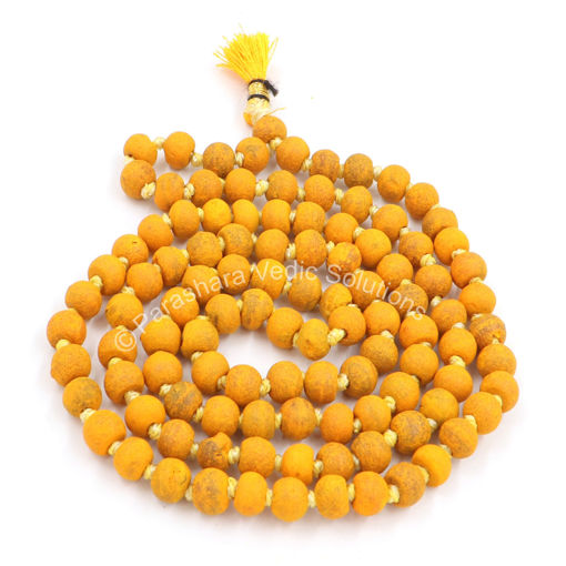 Picture of Arkam Haldi Mala/ Natural Turmeric Mala/ Haldi mala Original (Size: 7mm, Length: 32 inches, Beads: 108+1)