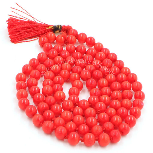 Picture of Arkam Coral Mala/ Original Red Coral Rosary/ Red Coral Mala Original/ Moonga Mala/ Pure Moonga Mala/ Moonga Mala Original (Size: 4mm, Length: 21 inches, Beads: 108+1)