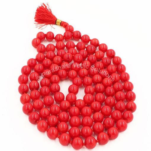 Picture of Arkam Coral Mala/ Original Red Coral Rosary/ Red Coral Mala Original/ Moonga Mala/ Pure Moonga Mala/ Moonga Mala Original (Size: 7mm, Length: 36 inches, Beads: 108+1)