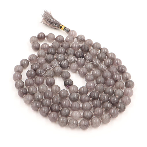 Picture of Arkam Grey Hakik Mala/ Grey Agate Mala/ Grey Hakeek Mala/ Grey Stone Mala  (Size: 6mm, Length: 30 inches, Beads: 108+1)