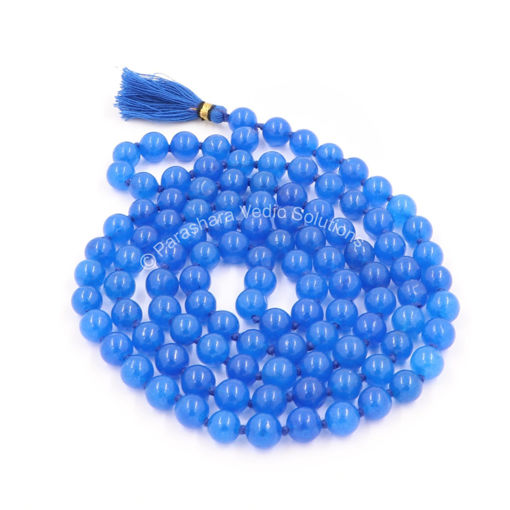 Picture of Arkam Blue Hakik Mala/ Blue Agate Mala/ Blue Hakeek Mala/ Blue Stone Mala  (Size: 8mm, Length: 40 inches, Beads: 108+1)