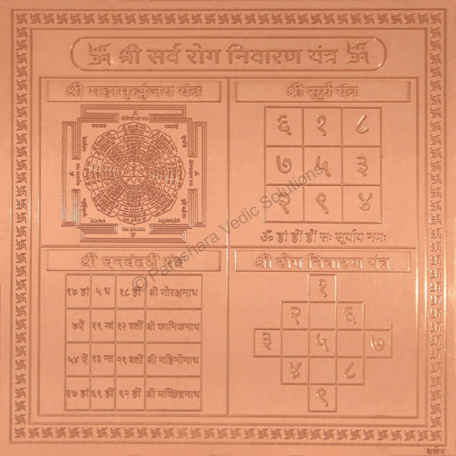 Picture of ARKAM Sarva Rog Nivaran Yantra / Sampoorna Rog Nivaran Yantra - Copper - (4 x 4 inches, Brown)