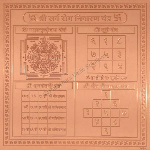 Picture of Arkam Sarva Rog Nivaran Yantra / Sampoorna Rog Nivaran Yantra - Copper - (4 x 4 inches, Brown)