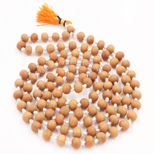 Picture of Arkam White Sandalwood Mala/ Natural Sandalwood Rosary/ Sandalwood Mala Original/ Chandan Mala/ Pure Chandan Mala/ Chandan Mala Original (Size: 6mm, Length: 32 inches, Beads: 108+1)