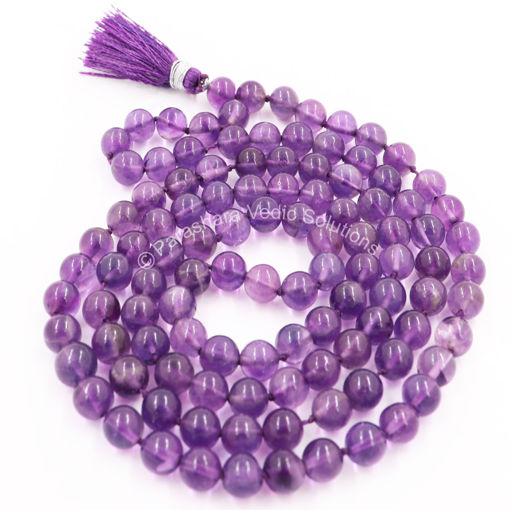 Picture of Arkam Amethyst Mala Certified/ Ametyst Mala/ Amethyst Stone Mala Original/ Natural Amethyst Mala/ Amethyst Rosary (Size: 6mm, Length: 26 inches, Beads: 108+1)