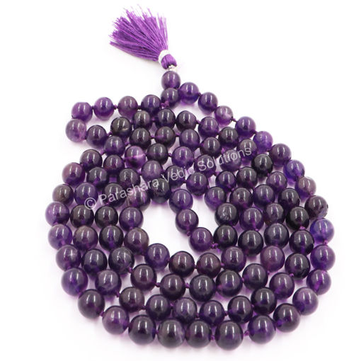 Picture of Arkam Amethyst Mala Certified/ Ametyst Mala/ Amethyst Stone Mala Original/ Natural Amethyst Mala/ Amethyst Rosary (Size: 8mm, Length: 34 inches, Beads: 108+1)