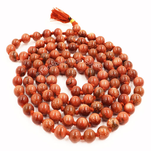 Picture of Arkam Sunstone Mala/ Sun Star Mala/ Sun Sitara Mala/ Sun Stone Mala Original (Size: 8mm, Length: 40 inches, Beads: 108+1)