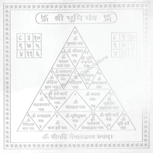 Picture of Arkam Bhoomi Yantra / Bhumi Yantra - Silver Plated Copper - (4 x 4 inches, Silver)
