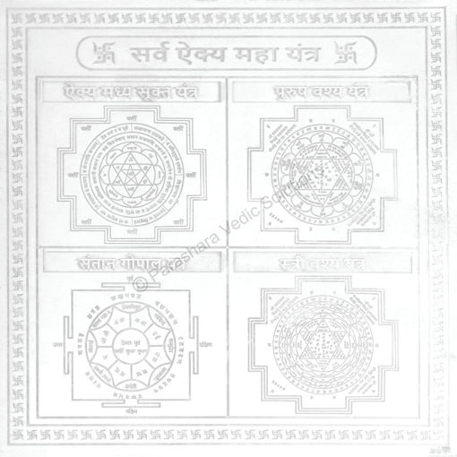 Picture of Arkam Sarva Aikya Maha Yantra - Silver Plated Copper - (4 x 4 inches, Silver)