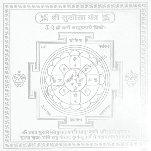 Picture of Arkam Susheela Yantra / Sushila Yantra - Silver Plated Copper - (4 x 4 inches, Silver)