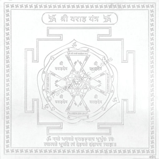 Picture of Arkam Varah Yantra / Varaha Yantra - Silver Plated Copper - (4 x 4 inches, Silver)