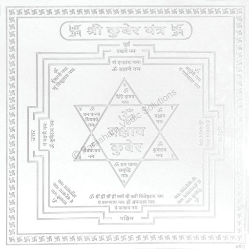 Picture of Arkam Kuber Yantra / Kuber Yantra - Silver Plated Copper - (6 x 6 inches, Silver)