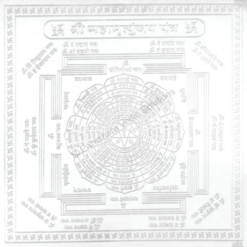 Picture of Arkam Maha Mrityunjai Yantra - Silver Plated Copper - (6 x 6 inches, Silver)