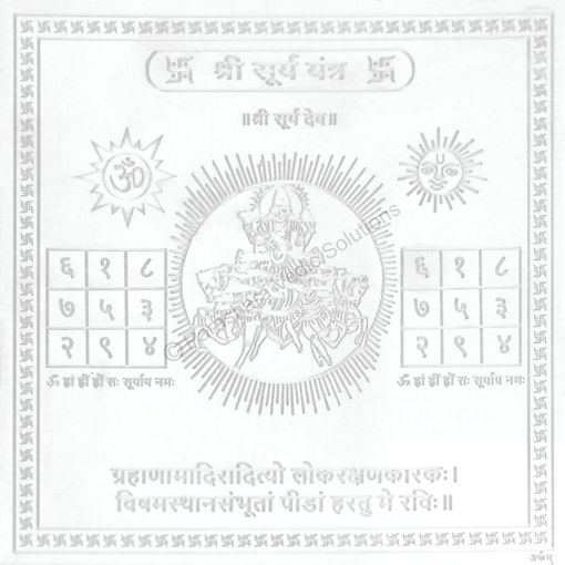 Picture of Arkam Surya Yantra - Silver Plated Copper - (6 x 6 inches, Silver)