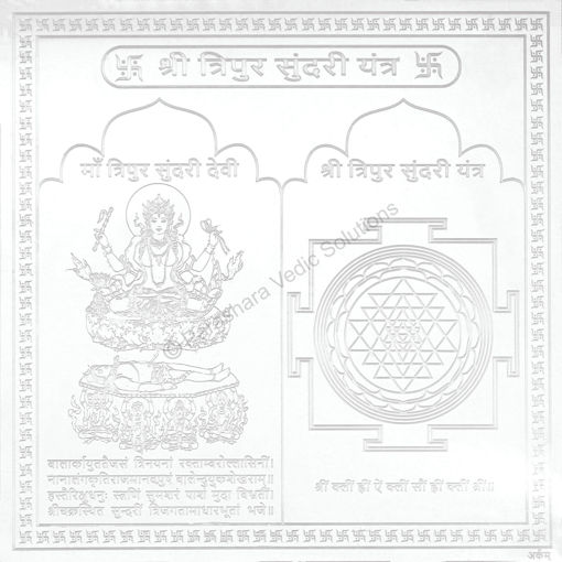 Picture of Arkam Tripur Sundari Yantra / Shodashi Yantra - Silver Plated Copper - (6 x 6 inches, Silver)