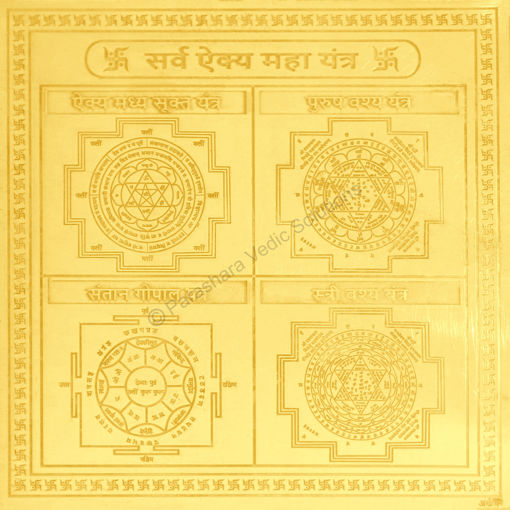 Picture of Arkam Sarva Aikya Maha Yantra - Gold Plated Copper - (4 x 4 inches, Golden)