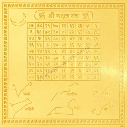 Picture of Arkam Nakshatra Yantra - Gold Plated Copper - (6 x 6 inches, Golden)