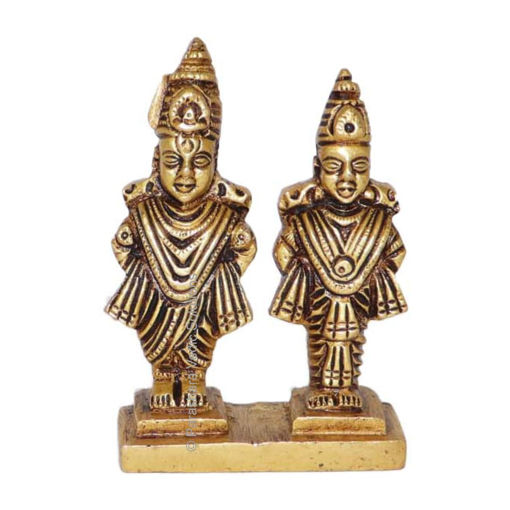 Picture of Arkam Brass Vitthal Rukmini Murti / Vitthal Rukmani Idol / Pital Panduranga Rukmini Statue - Antique Brass For Home / Temple / Office (Height: 8 cm, Weight: 280 gms)